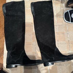 Sergio Rossi Black Knee-High Suede Boots